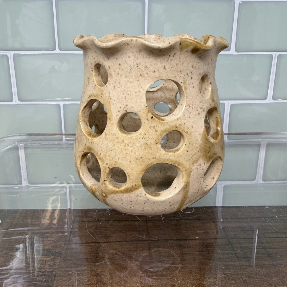TG 1978 The Dove Pottery Cutout Luminary Organic Modern Wabi Sabi Boho